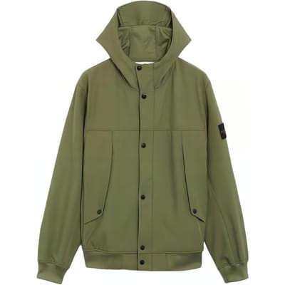 Stone Island SS24 Soft Shell Winddicht Waterdicht Ademend Effen Kleur Enkelrijig Casual Jas met Capuchon Heren jassen Mosgroen 801540227-V0059 M gray