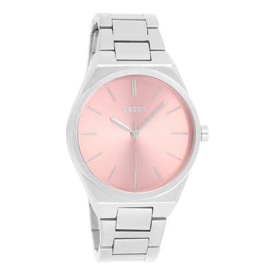OOZOO Timepieces - Zilverkleurige horloge met zilverkleurige roestvrijstalen armband - C10341