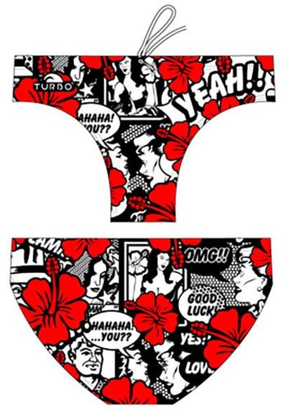 Turbo Yeah Flower Comic Zwemslip Rood,Wit 2XL Man