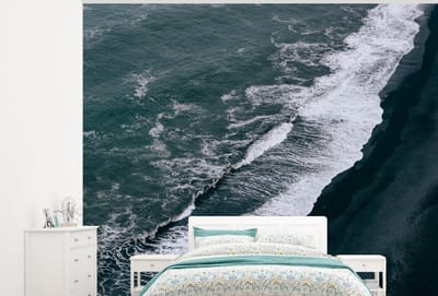 Behang - Fotobehang Water - Strand - Zwart - Breedte 275 cm x hoogte 220 cm