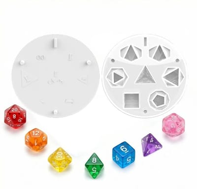 Dailygoods- Siliconen Vormen Set van 7 - Dobbelstenen voor Rollenspellen - Epoxyharsvormen - Geometrische Vormen - DND - Precisie Gegraveerd - Dobbelsteenmal
