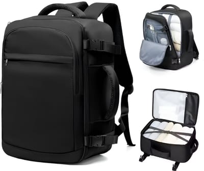 CarryQuest® - 15,6 inch Laptoptas - Ruime Capaciteit 20-35L - Reisrugzak - Waterbestendig Nylon - Universiteitsrugzak - Zwart