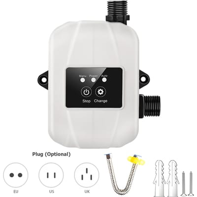 Waterdrukversterkerpomp voor thuis 24V Automatische douche Waterdrukversterker Stil water UK Plug wit