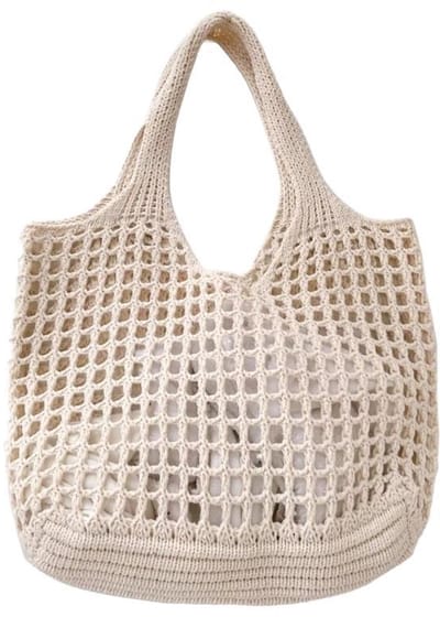Strandtas groot-strandtas-strandtassen-dames strandtas - gehaakte tas - schoudertas gebreide tas - schattige reistas - gehaakte tas - gebroken wit - 44x56cm