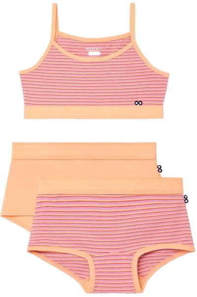 Woody ondergoed set meisjes – streep - multicolor - 1 topje en 2 boxers - maat 164
