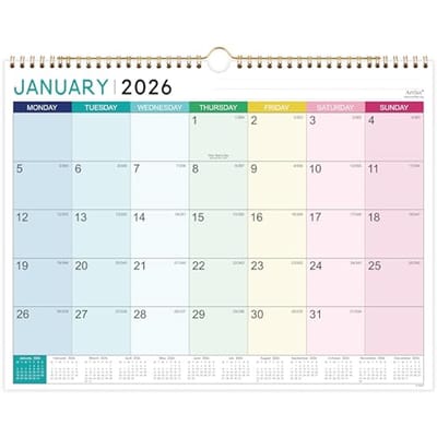 Wandkalender 2025-2026 - 18 Maanden Kalender van Juli 2025 tot December 2026 - 37 x 29 cm