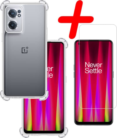Hoesje Met Screenprotector - Geschikt voor OnePlus Nord CE 2 - Sterk & Shockproof - Siliconen Case - Back Cover - Telefoon Hoes - Shock Proof - Transparant