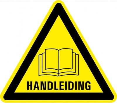 Waarschuwingssticker let op de handleiding 25 mm - 10 stuks per kaart