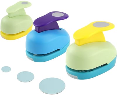 Unyqoos® Set van drie ronde papierponsen voor veelzijdig knutselplezier en creativiteit