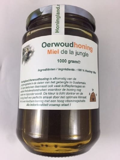 Honingland : Oerwoudhoning, Miel de la jungle, Jungle Honey 1000 gram.