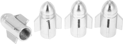 Decoratieve Raket Stijl Band Valve Stam Caps - 4 Stuks Aluminium Dust Covers voor Fietsen en Motoren 7x25.4mm Zilver Tone