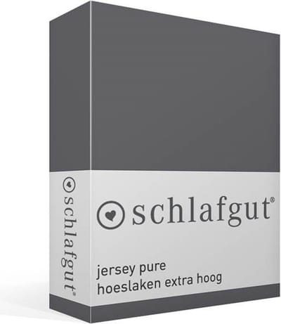 schlafgut Jersey Pure hoeslaken extra hoog - Eenpersoons S - 90x190 - 100x220 556 Grey Deep