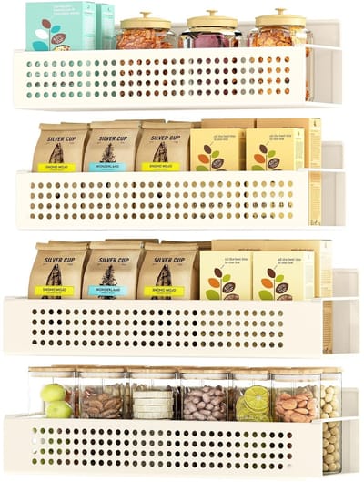 Dailygoods- Kruidenrek Magnetisch - Set van 4 - 2 Grote/Kleine Planken - Sterke Magneetkracht - Ruimtebesparend - Roestbestendig Staal - Plank