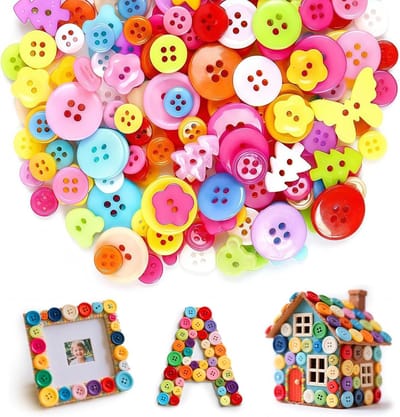 Kleurrijke kunststof knoppen in snoepkleuren, 100 stuks, 2 gaten, ronde knopen voor knutselen, decoratie en cadeau-ideeën (7,5 tot 25 mm)