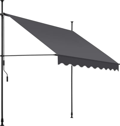 tectake® Klemluifel met handslinger - Balkonluifel zonder boren - In hoogte verstelbaar - UV-bestendig - Waterafstotend - Terrasoverkapping - Zonwerend voor terras & balkon - Breedte 200 cm - Antraciet
