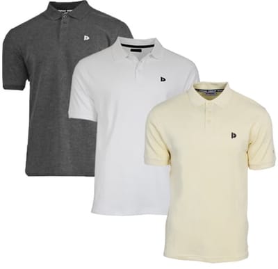 3-Pack Donnay - Polo (Noah) - Sportpolo - Heren - Charcoal/White/Pastel Yellow (771) - maat 3XL