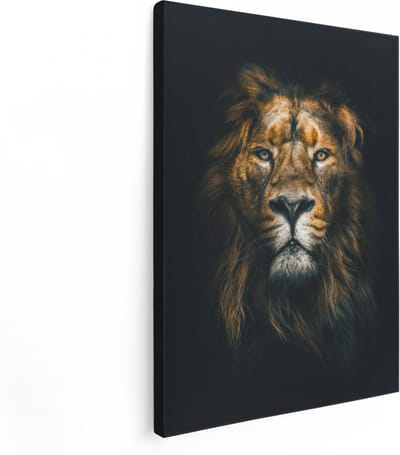 Artaza Canvas Schilderij Leeuwenkop - 30x40 cm - Klein - Muurdecoratie Dierenkop - Wanddecoratie Woonkamer - Kamer Accessoires