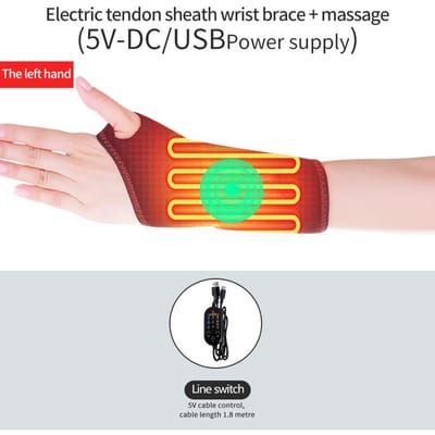 Masseur de poignet électrique portable avec thérapie par chaleur 3 modes de vibration pour soulager la douleur de l'arthrite et du canal carpien EU-Plug