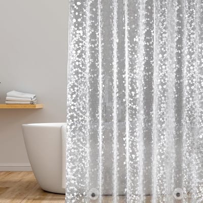 Douchegordijn 100 x 200 cm met Gewichten en Magneten - Waterdicht, Transparant EVA met 3D Kiezelpatroon, Schimmelbestendig en Inclusief 7 Ringen