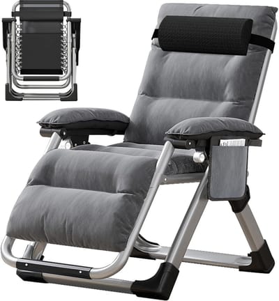 Loungestoel met bijzettafel - Ligstoel Fauteuil - Ontspannen in de tuin - Ergonomisch ontwerp - 200 kg draagvermogen - Grijs