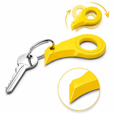 Doosopener Sleutelhanger - Key Spinner Fidget - Veilige Pakketopener - Mini Box Opener - Stress Relief Gadget - Compact EDC Tool - Geel