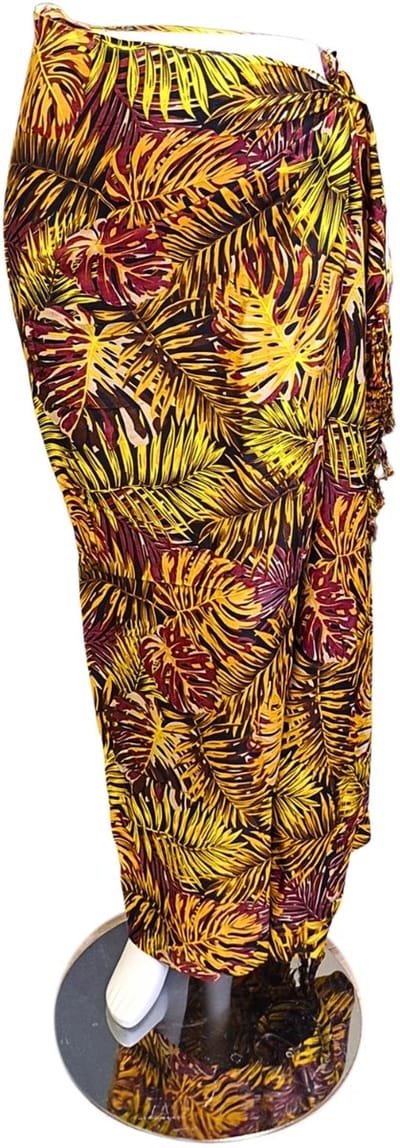 Om Namaste Sarong - 671 - Tropische bladeren - Geel en bruin