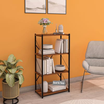Soof&Tess Boekenkast - Opbergrek Met 4 Planken - Woonkamer - Slaapkamer 32 x 60 x 114 cm - Antraciet / Zwart - Open Planken - Voor Kantoor