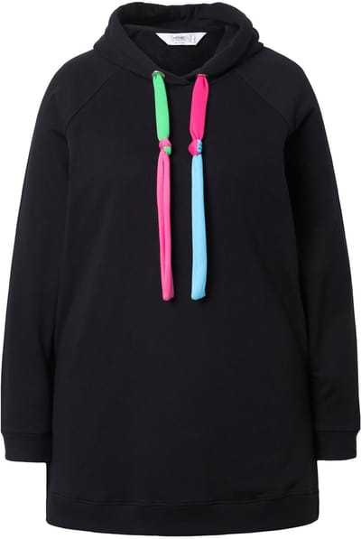 Angel of Style - Dames - Hoodie capuchon met kleurige strikbandjes - Zwart - Maat 46