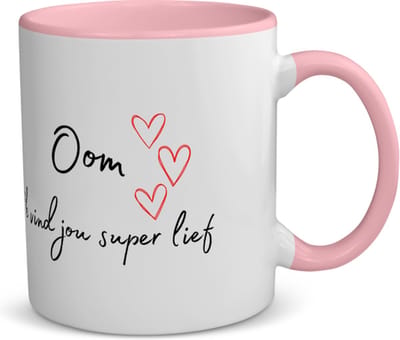 Akyol - oom ik vind jou super lief koffiemok - theemok - roze - Oom - de liefste oom - verjaardag - cadeautje voor oom - oom artikelen - kado - geschenk - 350 ML inhoud