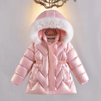 Meisjes Winter Mode Prinsessenstijl Plus Pluche Dikke Dons Katoenen Jas XXL roze