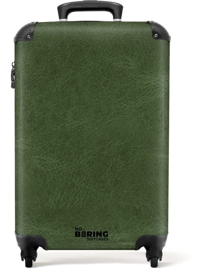 NoBoringSuitcases.com - Koffer - Lederen look bos groen - Past binnen 55x40x20 cm en 55x35x25 cm - Trolley handbagage - Valiezen met wieltjes volwassenen - Reiskoffer op wielen - Rolkoffer lichtgewicht