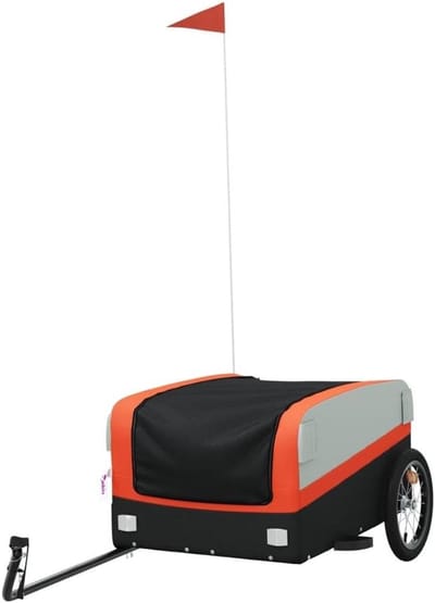 Fietskar - Transportkar Bagagewagen - Goederen Vervoeren - Robuust Ijzeren Frame - 45 kg draaglast - Zwart Oranje
