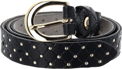 b.belt Riem Lilou Gold Leder-Nietengürtel W105 Black Zwart