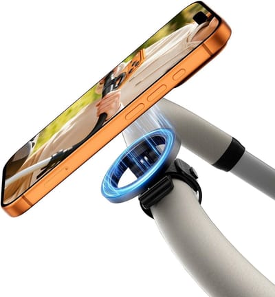 Mobiele Telefoonhouder voor Kinderwagen met Magnetische Bevestiging, Verstelbare Band en 360° Rotatie, Geschikt voor iPhone, Kinderwagens, Winkelwagens en Golfkarren