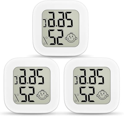 3-Pack Digitale Hygrometer Mini Binnen Thermometer met LED Display en Comfort Logo voor Thuis, Kantoor en Tuin - Nauwkeurige Vochtigheids- en Temperatuurmeting