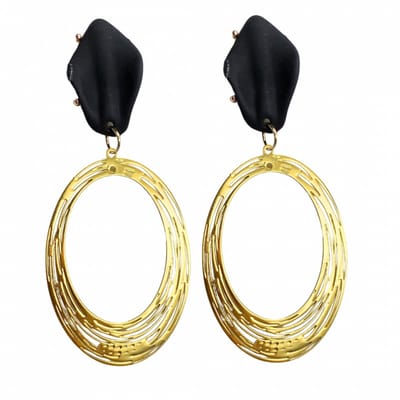 Oorbellen -zwart -goudkleurig- filigraan- Charme Bijoux