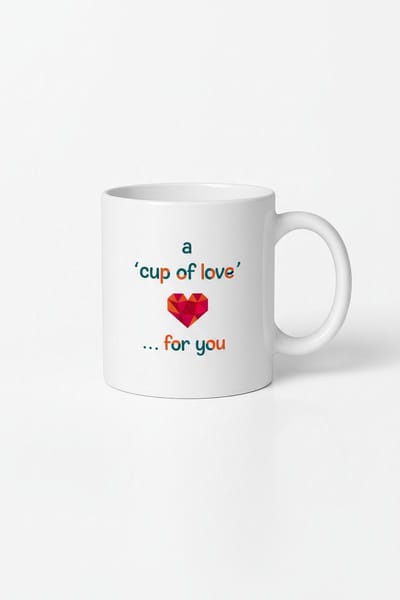 Mok 'A Cup of Love' met Geometrisch Hart Design - Liefdevol Cadeau voor Jou