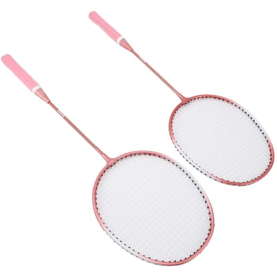 Badminton Set Professionele IJzerlegering Badmintonracket met 3 Shuttlecocks Draagtas voor Beginner Kind Volwassene Roze roze