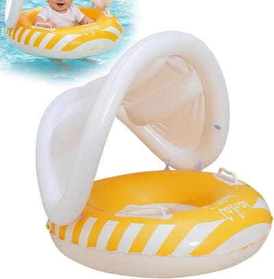 Kinder Zwembandjes - Opblaasbaar Zitje - Veilig Waterpret - Met Zonnekap - 55x52 cm - Geel