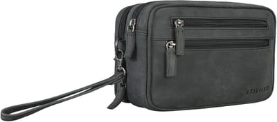 Vintage leren herenpolstertas met dubbele kamer voor 8,4 inch tablets - Compacte handtas voor reizen en festivals