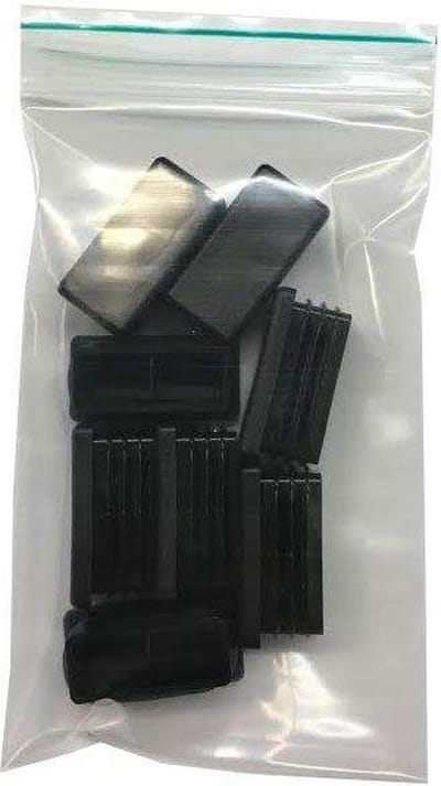 FLE - Inslagdop/meubeldop zwart rechthoek 3 bij 6 cm en hoogte 0,4 cm van kunststof - 8 stuks