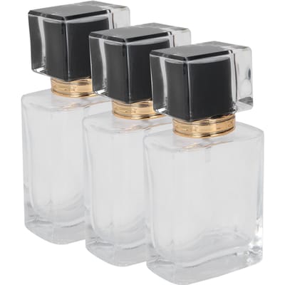 Flacon de Parfum Rechargeable 50ml Verre Spray Liquide Transparent Vide Récipient AtomiseurOr noir