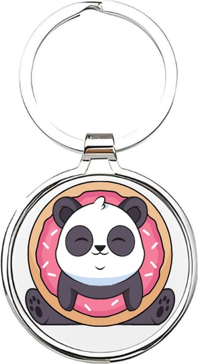 Akyol - Panda Sleutelhanger - panda - dierenliefhebbers - Pandabeer - Chinese panda - Bamboebeer - zwart witte beer - beer - donut - teddybeer - dierentuindier - dier - dieren sleutelhanger - Reuzenpanda - 4 x 7,5 CM