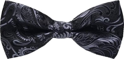 Fako Fashion® - Vlinderstrik - Vlinderdas - Deluxe - 12cm - Zwart/Grijs Print