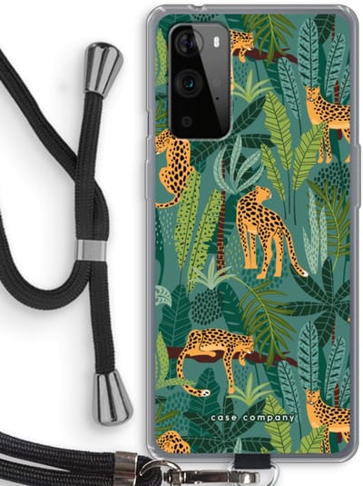 Case Company® - Hoesje met koord geschikt voor OnePlus 9 Pro hoesje met Koord - Luipaard 2 - Telefoonhoesje met Zwart Koord - Bescherming aan alle Kanten en Over de Schermrand