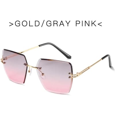 Nouveaux Lunettes de Soleil Sans Monture pour Femmes Élégantes Verres Couleur Dégradée Lunettes de Soleil Jambes en Alliage Style Rétro Dame Montures Intemporelles Designer Protection UV400