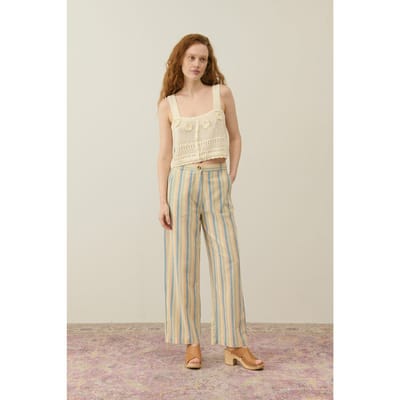 Louise Misha Pants Novino Sand Riviera Stripes Größe: 44 | Straight Jeans Outlet | Damen | Braun