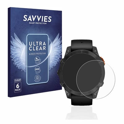 Savvies - Screenprotector voor Garmin Fenix 7 Pro Solar (47 mm) - Folie Beschermfolie transparant 6 Stuks