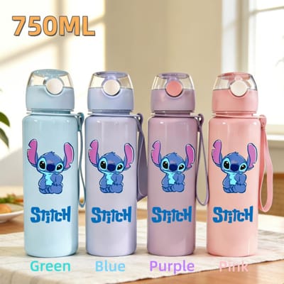 Schattige En Charmante Stitch Waterfles 800ml Kinderen 304 roestvrij staal thermosbeker Meisjes Jongens Sportbeker School Kantoor Bijlage Cadeau Blue