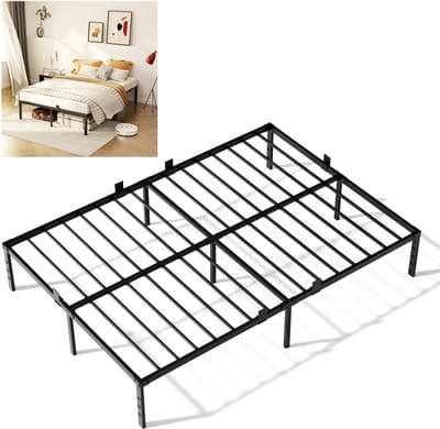 KUTAS Tweepersoonsbed 160x200 cm - Heavy Duty Metalen Bedframe - Met Lattenbodem en 32 cm Opbergruimte - Voor 2 personen - Draagkracht 480 kg